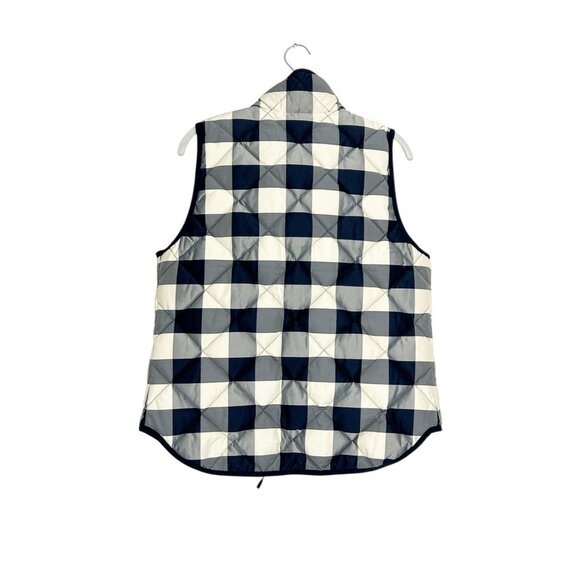 J. Crew Quilted Excursion Vest Buffalo Plaid in Blue / White - Sz S - New - Picture 3 of 10